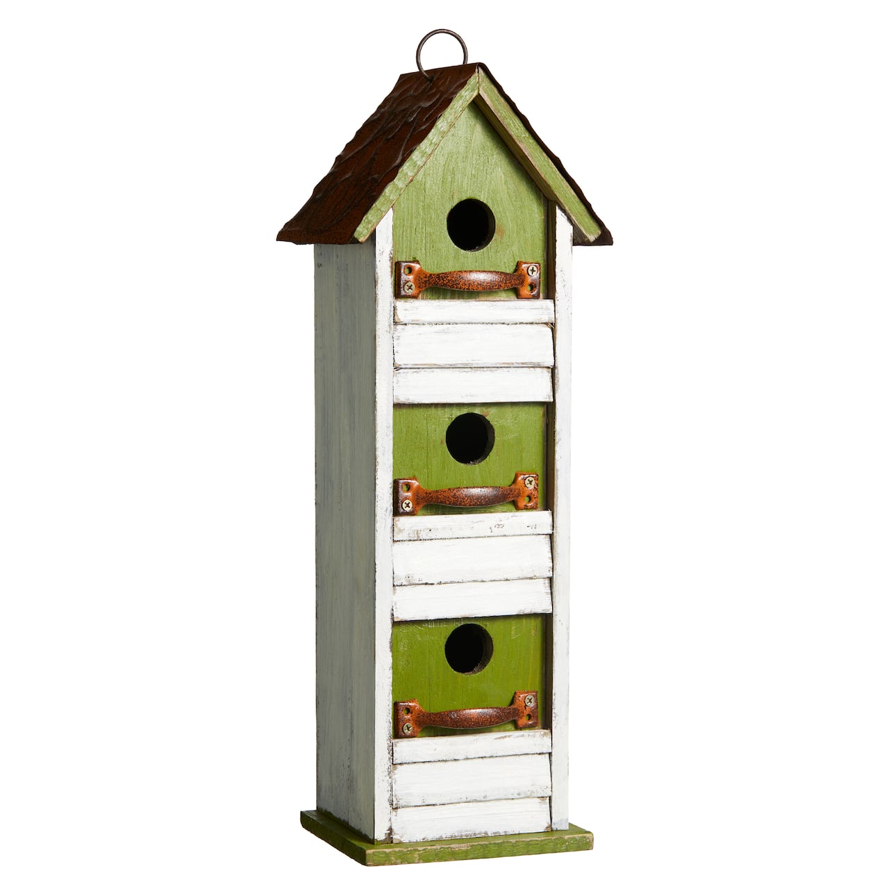 Glitzhome® 18" Distressed Wood Cottage with Shutter Texture Birdhouse